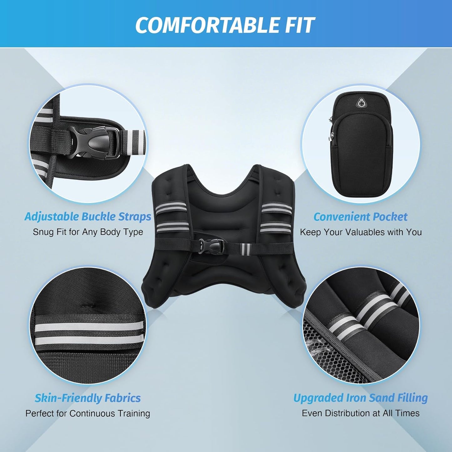 Adjustable Weighted Vest for Running, CrossFit & Strength – 6lb to 50lb Options