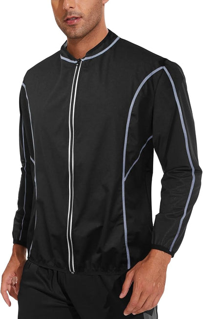 Sauna Jacket for Men – Long Sleeve Sweat Suit with Zipper | Workout, Gym & Boxing Training Shirt
