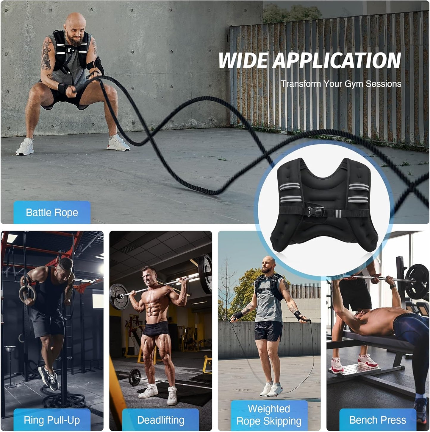 Adjustable Weighted Vest for Running, CrossFit & Strength – 6lb to 50lb Options